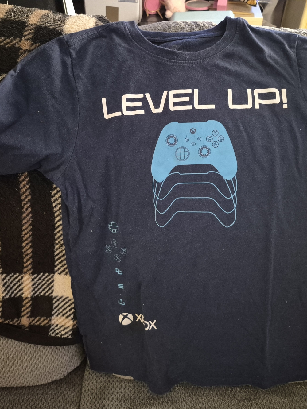 "Level Up" Navy Blue Graphic Tee